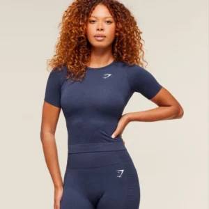 Gymshark Vital Seamless Tight T-Shirt – Navy Blue